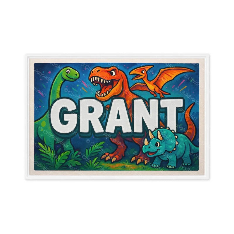 Grant Name Art - Dinosaur Adventure personalized wall print for kids