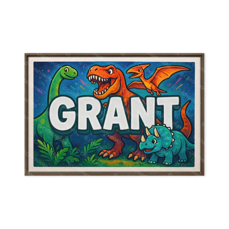 Grant Name Art - Dinosaur Adventure personalized wall print for kids