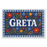Greta Name Art - Floral Farmhouse personalized wall print for kids