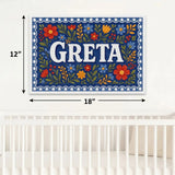 Greta Name Art - Floral Farmhouse personalized wall print for kids
