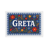 Greta Name Art - Floral Farmhouse personalized wall print for kids