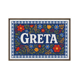 Greta Name Art - Floral Farmhouse personalized wall print for kids
