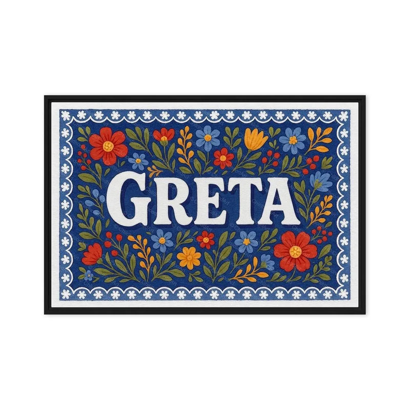 Greta Name Art - Floral Farmhouse personalized wall print for kids