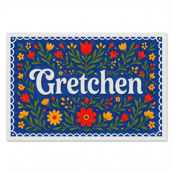 Personalized Gretchen name art print in the Floral farmhouse style