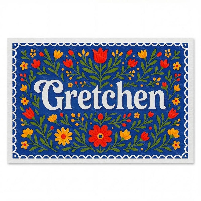 Gretchen Name Art - Floral Farmhouse personalized wall print for kids
