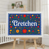 Gretchen Name Art - Floral Farmhouse personalized wall print for kids