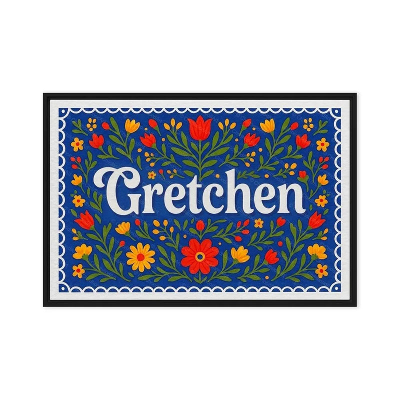 Gretchen Name Art - Floral Farmhouse personalized wall print for kids