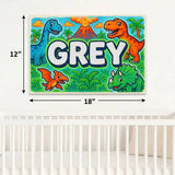 Grey Name Art - Dinosaur Adventure personalized wall print for kids