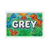 Grey Name Art - Dinosaur Adventure personalized wall print for kids