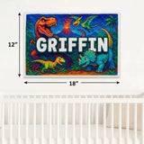 Griffin Name Art - Dinosaur Adventure personalized wall print for kids