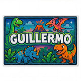 Guillermo Name Art - Dinosaur Adventure personalized wall print for kids