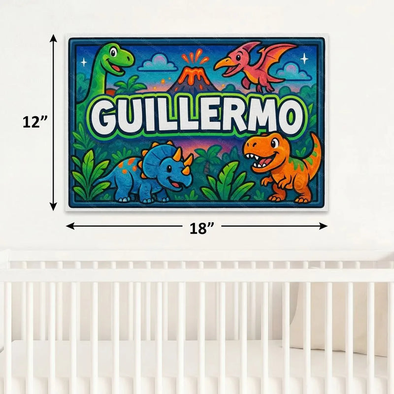 Guillermo Name Art - Dinosaur Adventure personalized wall print for kids