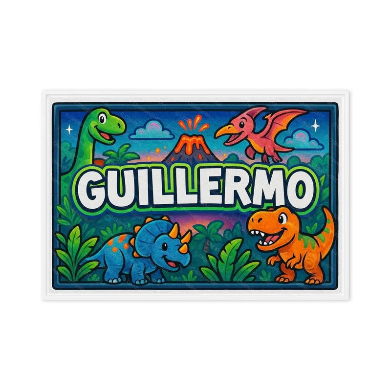 Guillermo Name Art - Dinosaur Adventure personalized wall print for kids