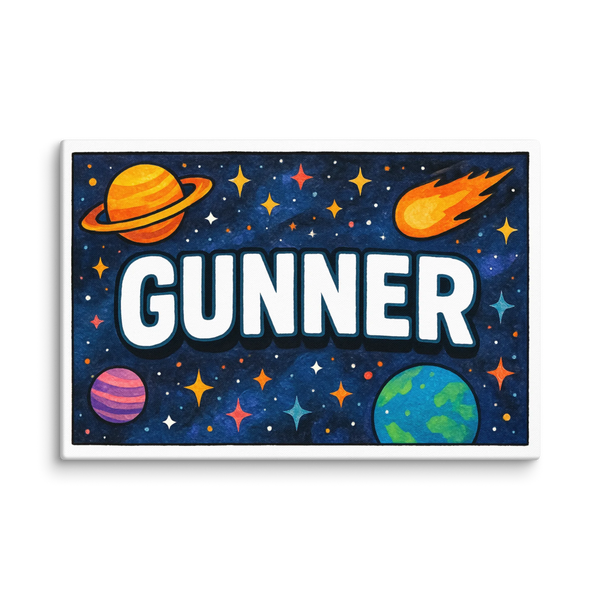 Space explorers themed name art featuring Gunner
