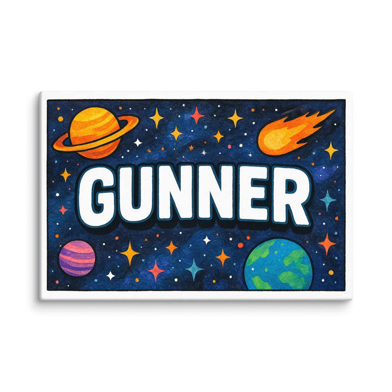 Gunner Name Art - Space Explorers personalized wall print for kids