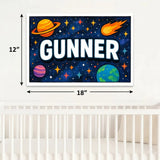 Gunner Name Art - Space Explorers personalized wall print for kids