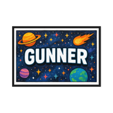 Gunner Name Art - Space Explorers personalized wall print for kids