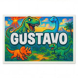 Gustavo Name Art - Dinosaur Adventure personalized wall print for kids