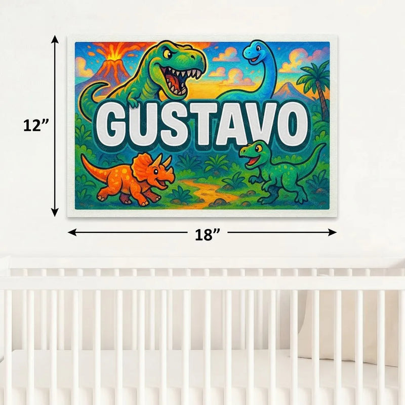 Gustavo Name Art - Dinosaur Adventure personalized wall print for kids
