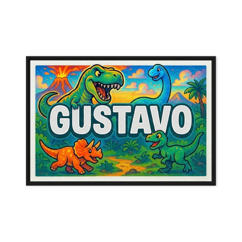 Gustavo Name Art - Dinosaur Adventure personalized wall print for kids