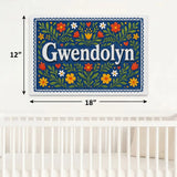 Gwendolyn Name Art - Floral Farmhouse personalized wall print for kids