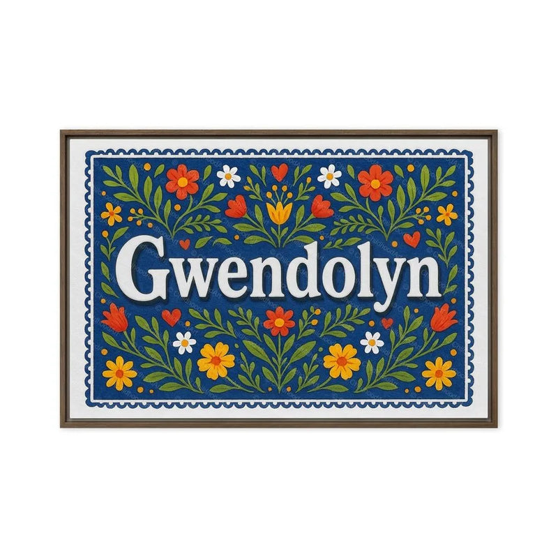 Gwendolyn Name Art - Floral Farmhouse personalized wall print for kids