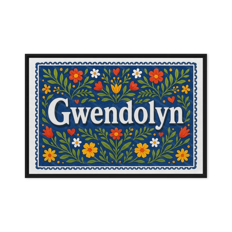 Gwendolyn Name Art - Floral Farmhouse personalized wall print for kids