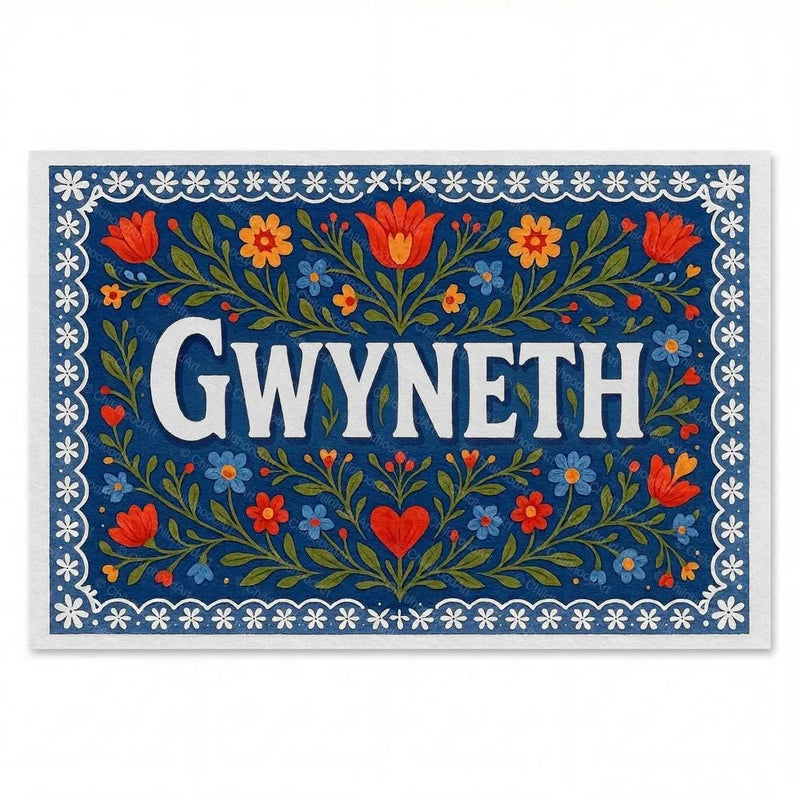 Gwyneth Name Art - Floral Farmhouse personalized wall print for kids