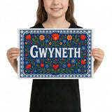 Gwyneth Name Art - Floral Farmhouse personalized wall print for kids