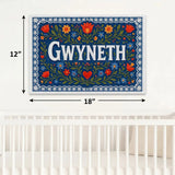 Gwyneth Name Art - Floral Farmhouse personalized wall print for kids