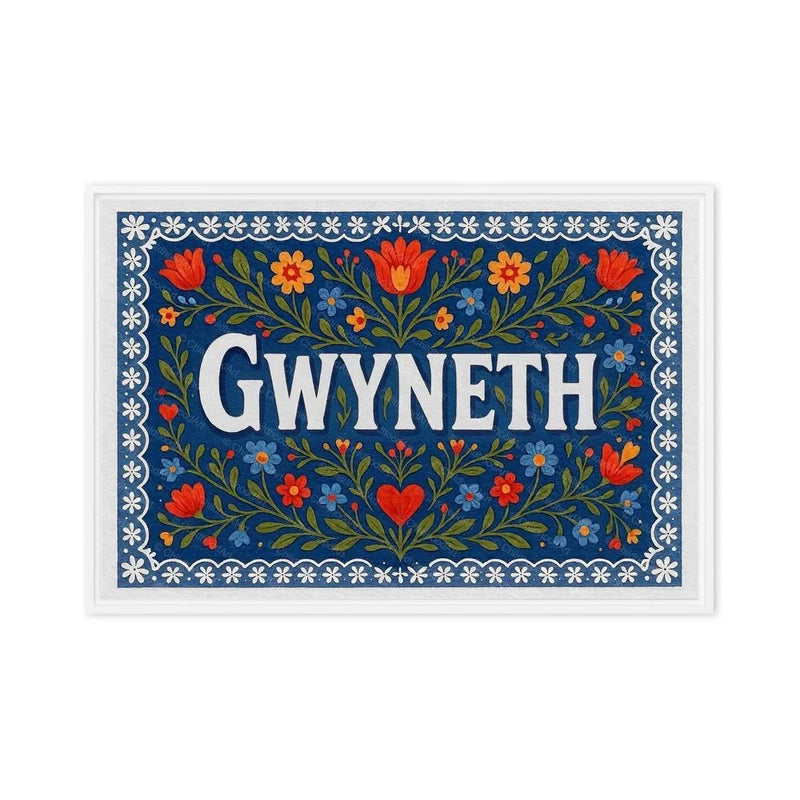 Gwyneth Name Art - Floral Farmhouse personalized wall print for kids