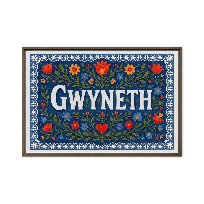 Gwyneth Name Art - Floral Farmhouse personalized wall print for kids