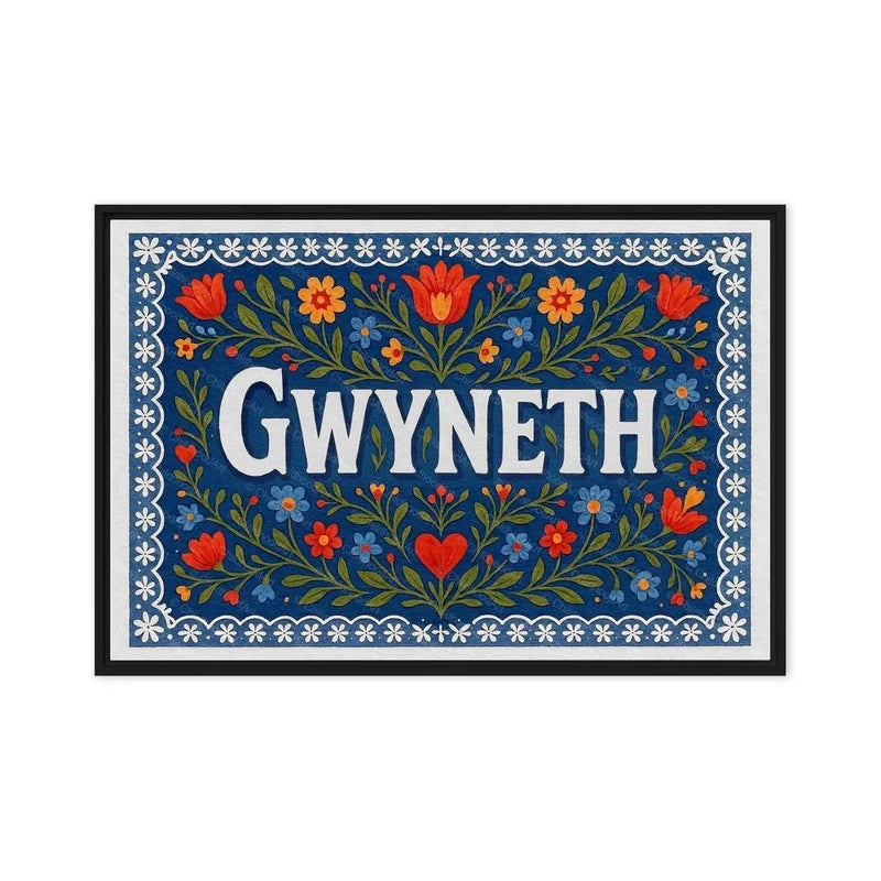 Gwyneth Name Art - Floral Farmhouse personalized wall print for kids
