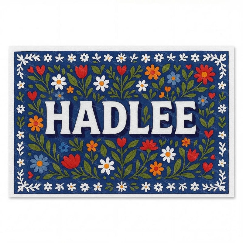 Hadlee Name Art - Floral Farmhouse personalized wall print for kids