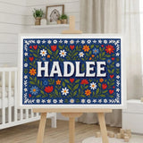 Hadlee Name Art - Floral Farmhouse personalized wall print for kids