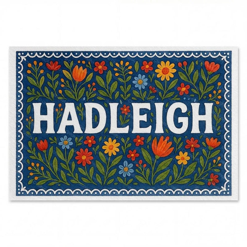 Hadleigh Name Art - Floral Farmhouse personalized wall print for kids