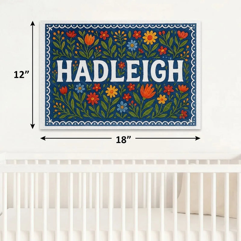 Hadleigh Name Art - Floral Farmhouse personalized wall print for kids