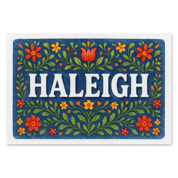 Personalized Haleigh name art print in the Floral farmhouse style