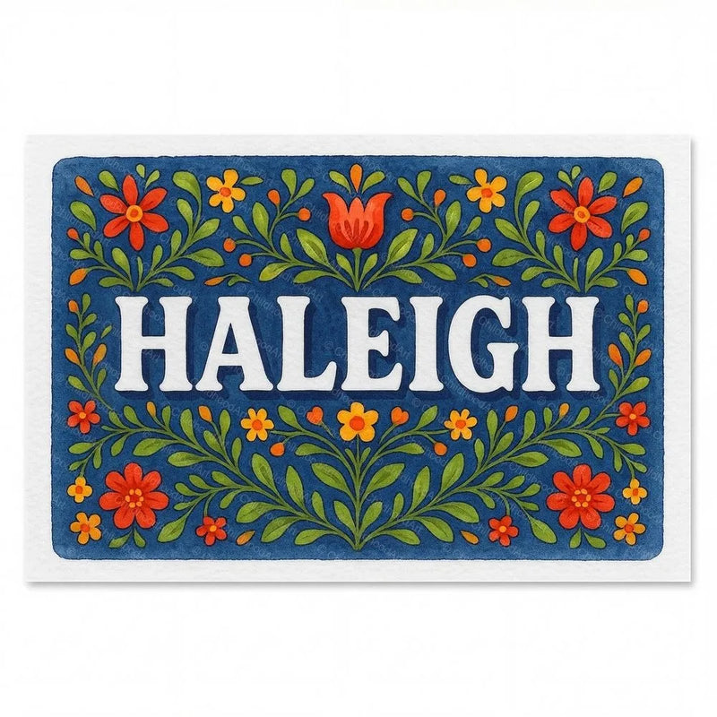 Haleigh Name Art - Floral Farmhouse personalized wall print for kids