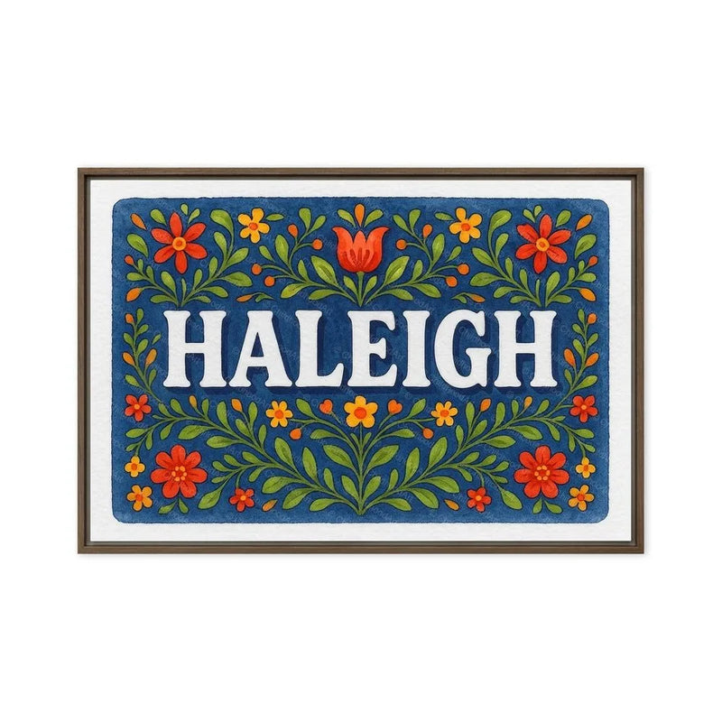 Haleigh Name Art - Floral Farmhouse personalized wall print for kids