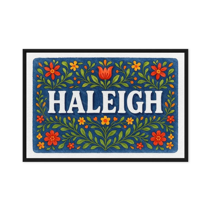 Haleigh Name Art - Floral Farmhouse personalized wall print for kids