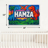Hamza Name Art - Dinosaur Adventure personalized wall print for kids