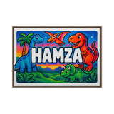 Hamza Name Art - Dinosaur Adventure personalized wall print for kids
