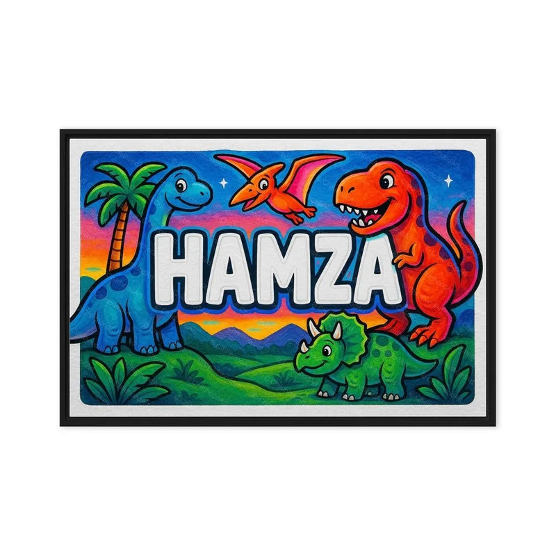 Hamza Name Art - Dinosaur Adventure personalized wall print for kids
