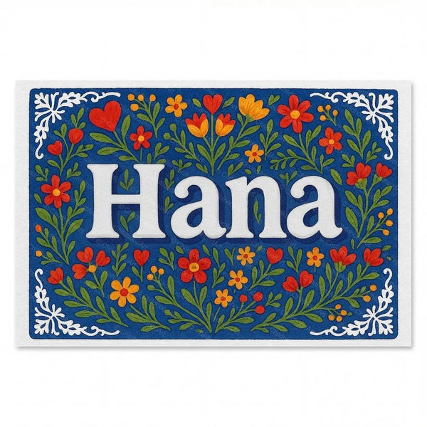 Personalized Hana name art print in the Floral farmhouse style