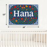 Hana Name Art - Floral Farmhouse personalized wall print for kids