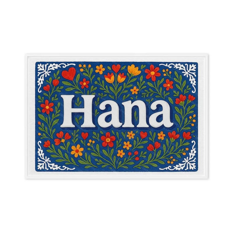 Hana Name Art - Floral Farmhouse personalized wall print for kids