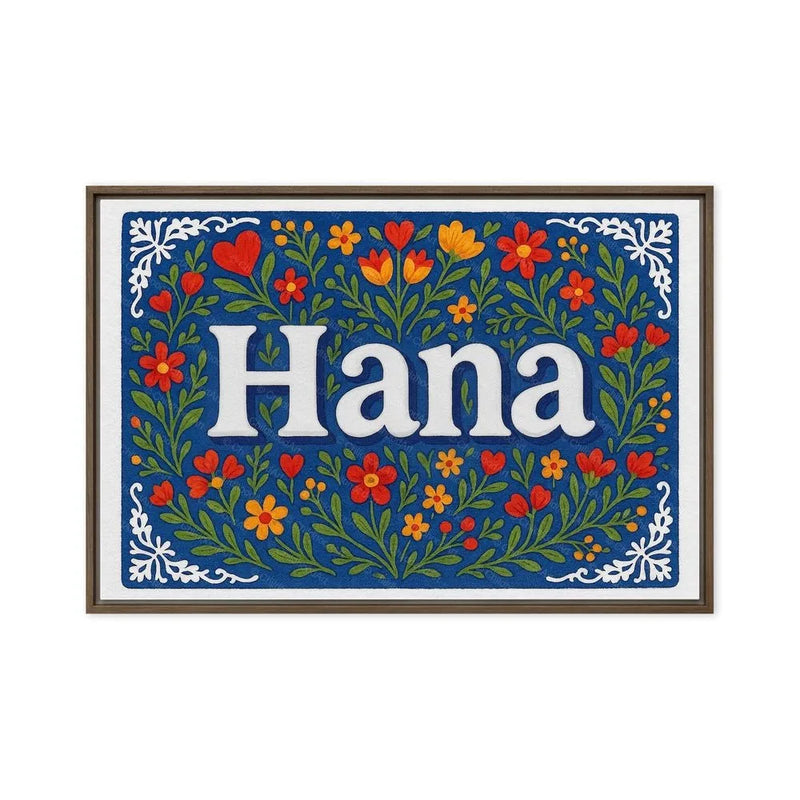 Hana Name Art - Floral Farmhouse personalized wall print for kids