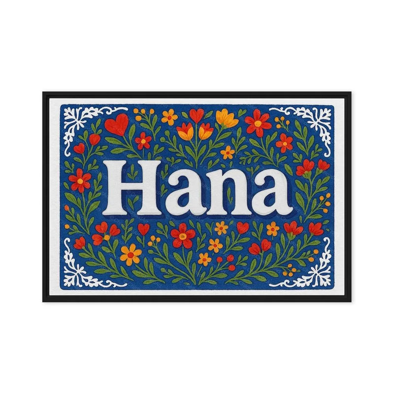 Hana Name Art - Floral Farmhouse personalized wall print for kids