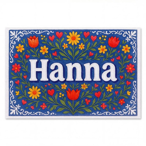 Personalized Hanna name art print in the Floral farmhouse style